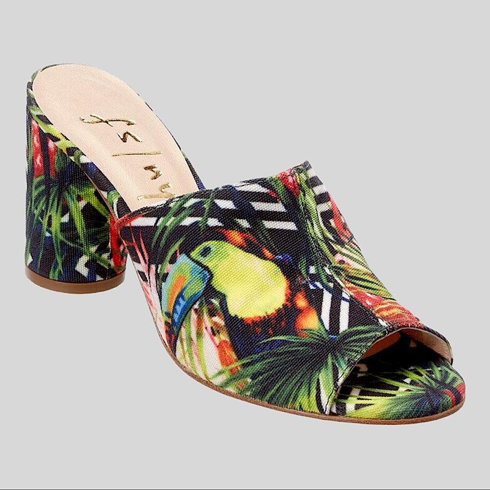 Tropical Summer Heels size 9 black and white Toucan Bird NEW! Size 9 shoes